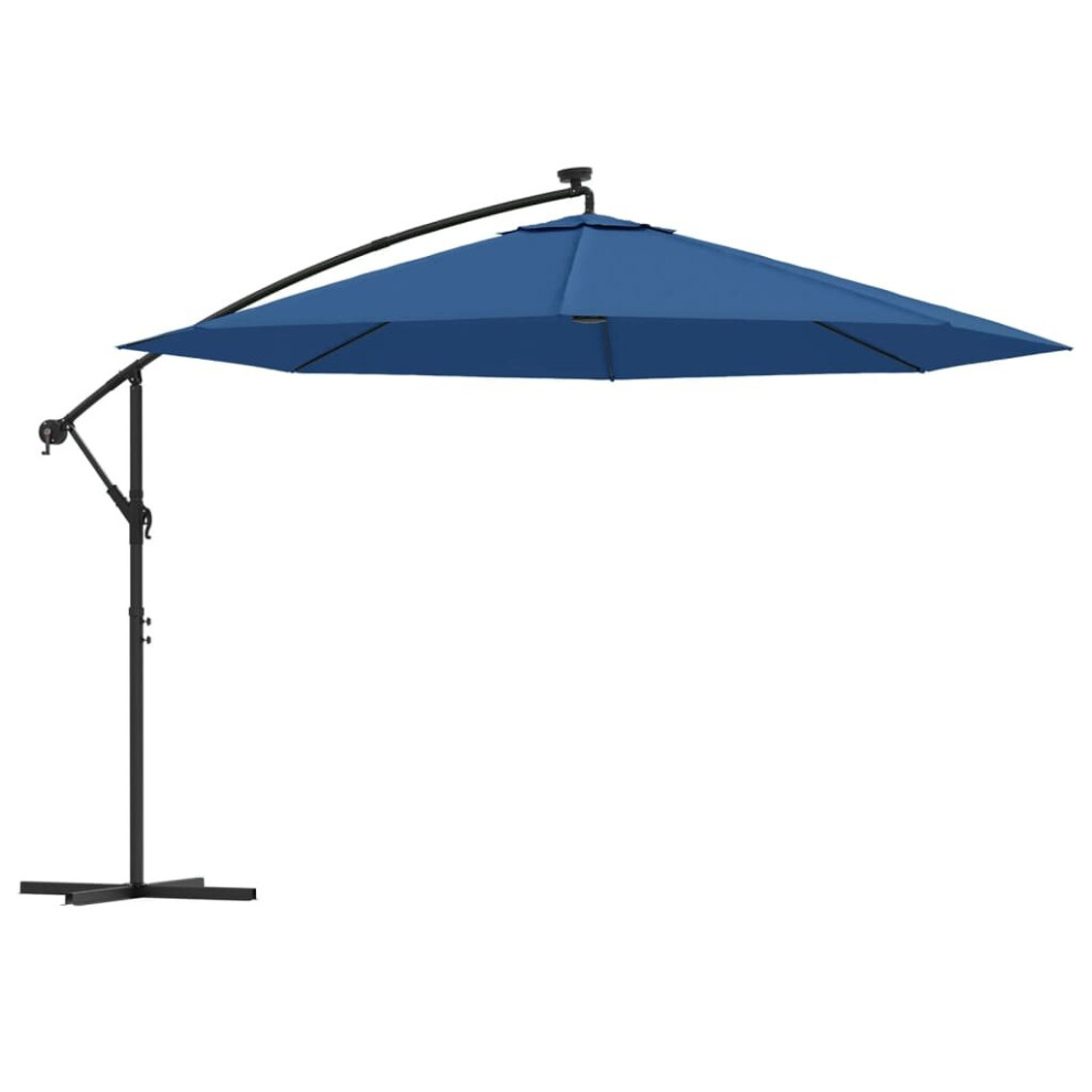 vidaXL Cantilever Garden Parasol with LED Lights Outdoor Umbrella Azure Blue