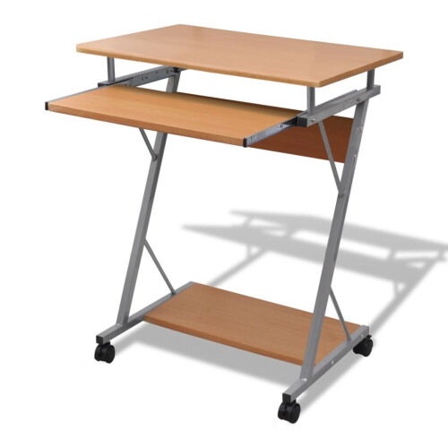 VidaXL vidaXL Compact Computer Desk with Pull-out Keyboard Tray Brown Office Stand