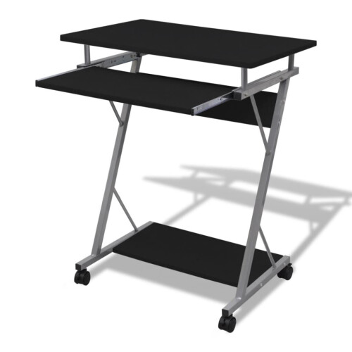 VidaXL vidaXL Compact Computer Desk with Pull-out Keyboard Tray Black Office Stand