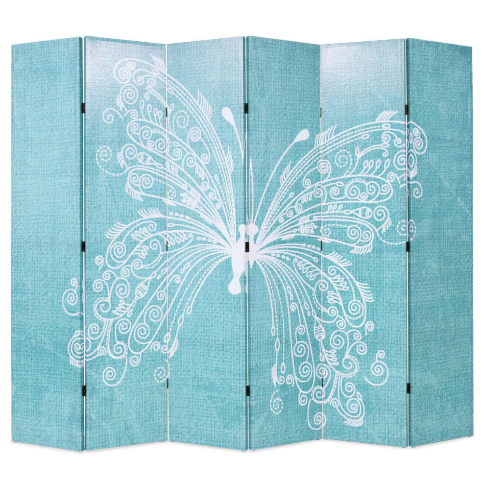 vidaXL Folding Room Divider 228x170cm Butterfly Blue Paravent Privacy Screen