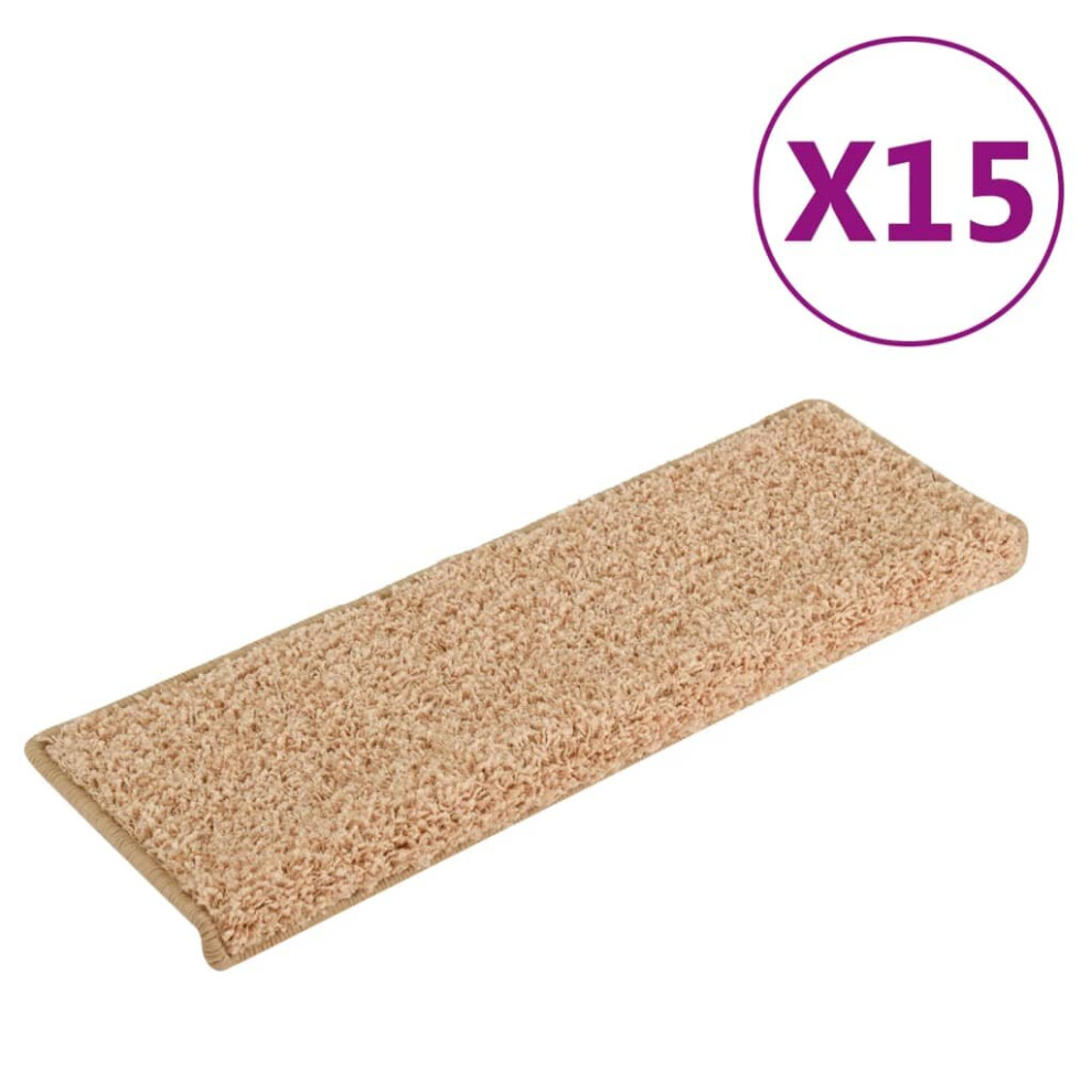 Vidaxl Carpet Stair Treads Stair Mat Stair Step Protector Rug 15 Pcs Gold
