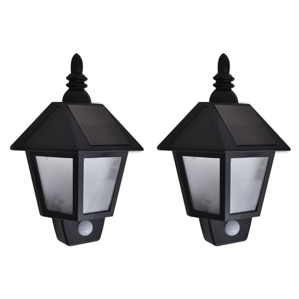 Vidaxl Solar Wall Lamps Outdoor Wall Light With Motion Sensor 2 Pcs Black