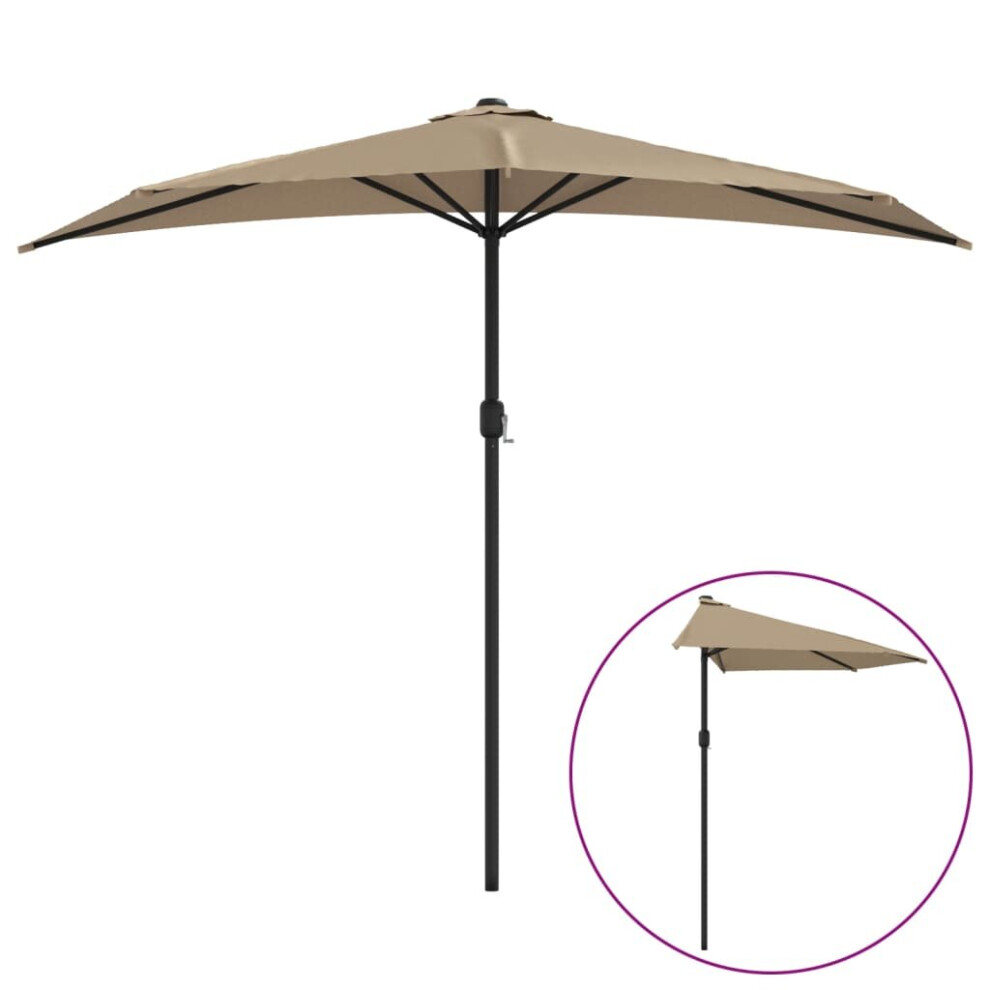 vidaXL Balcony Parasol with Aluminium Pole Umbrella Taupe 270x144 cm Half