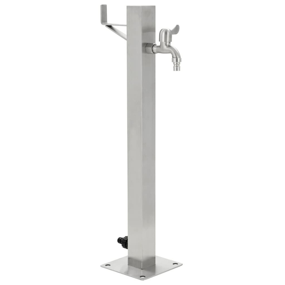 vidaXL Garden Water Column Stainless Steel Square 65cm Silver - Image 2