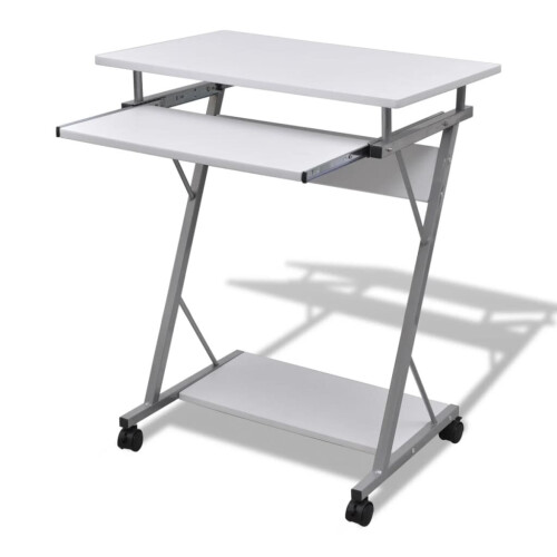 VidaXL vidaXL Compact Computer Desk with Pull-out Keyboard Tray White Office Stand