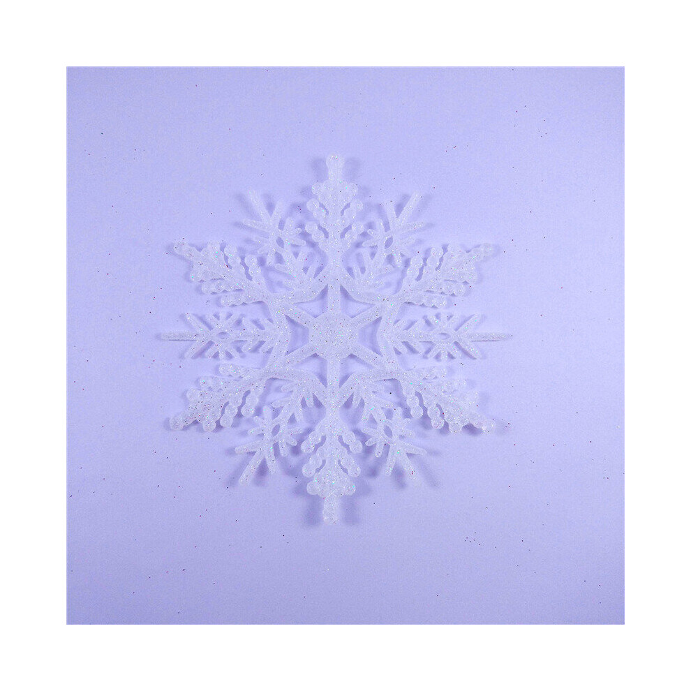 (White-12pcs) Tree Christmas 12pcs Hanging Decoration Baubles Glitter Xmas Snowflake 10cm