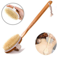 Brosse de douche pour le dos Brosse de bain pour le corps Bois à long manche Nettoyage naturel