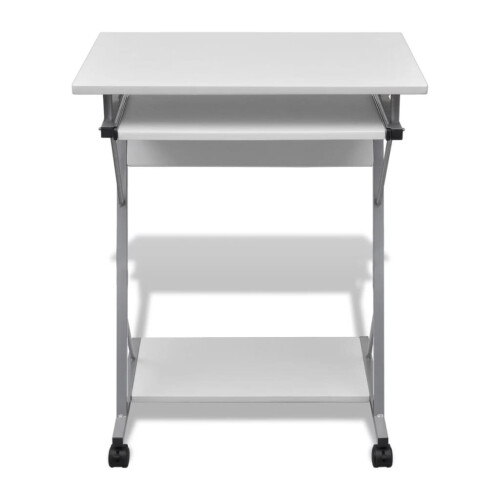 VidaXL vidaXL Compact Computer Desk with Pull-out Keyboard Tray White Office Stand 2