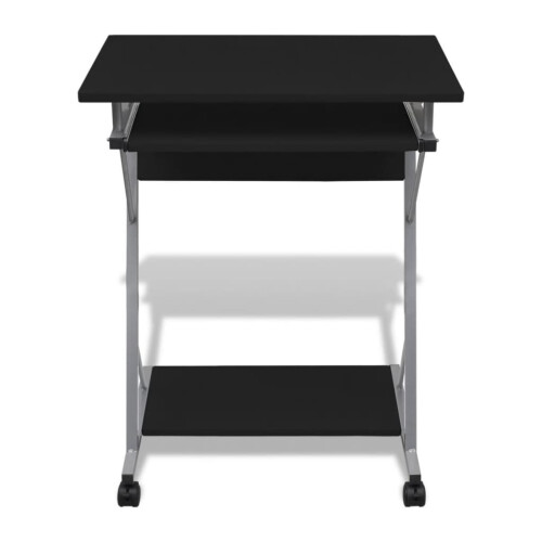 VidaXL vidaXL Compact Computer Desk with Pull-out Keyboard Tray Black Office Stand 1