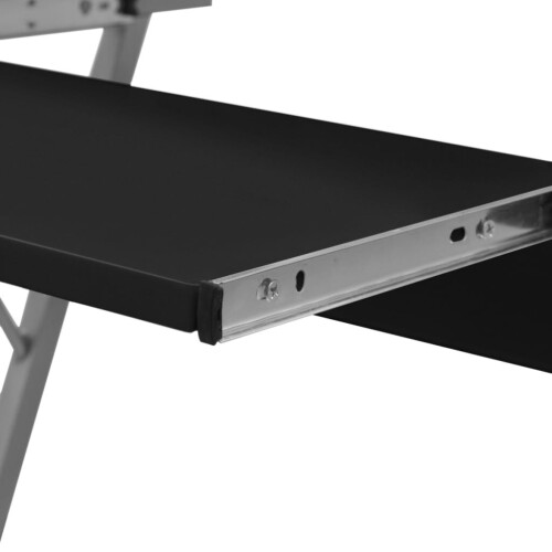 VidaXL vidaXL Compact Computer Desk with Pull-out Keyboard Tray Black Office Stand 2