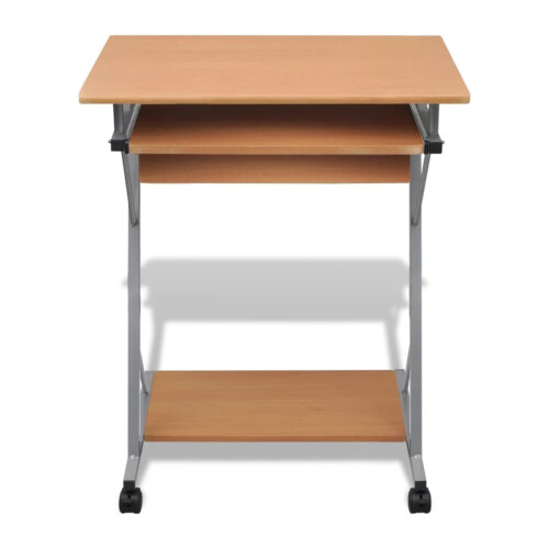 VidaXL vidaXL Compact Computer Desk with Pull-out Keyboard Tray Brown Office Stand 1