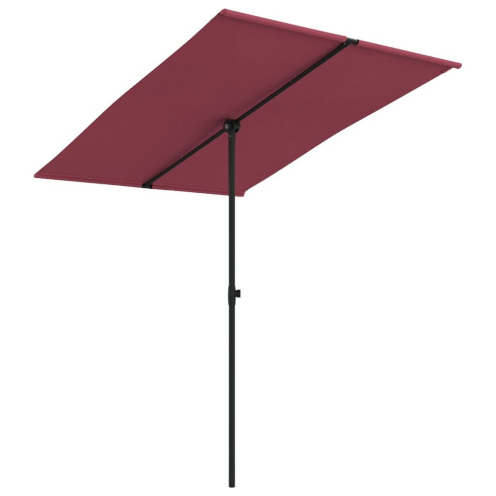 vidaXL Outdoor Parasol with Aluminium Pole 2m Bordeaux Red Garden Umbrella