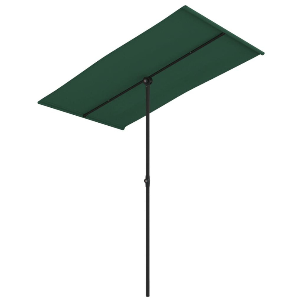 vidaXL Outdoor Parasol with Aluminium Pole Garden Umbrella 180x110 cm Green