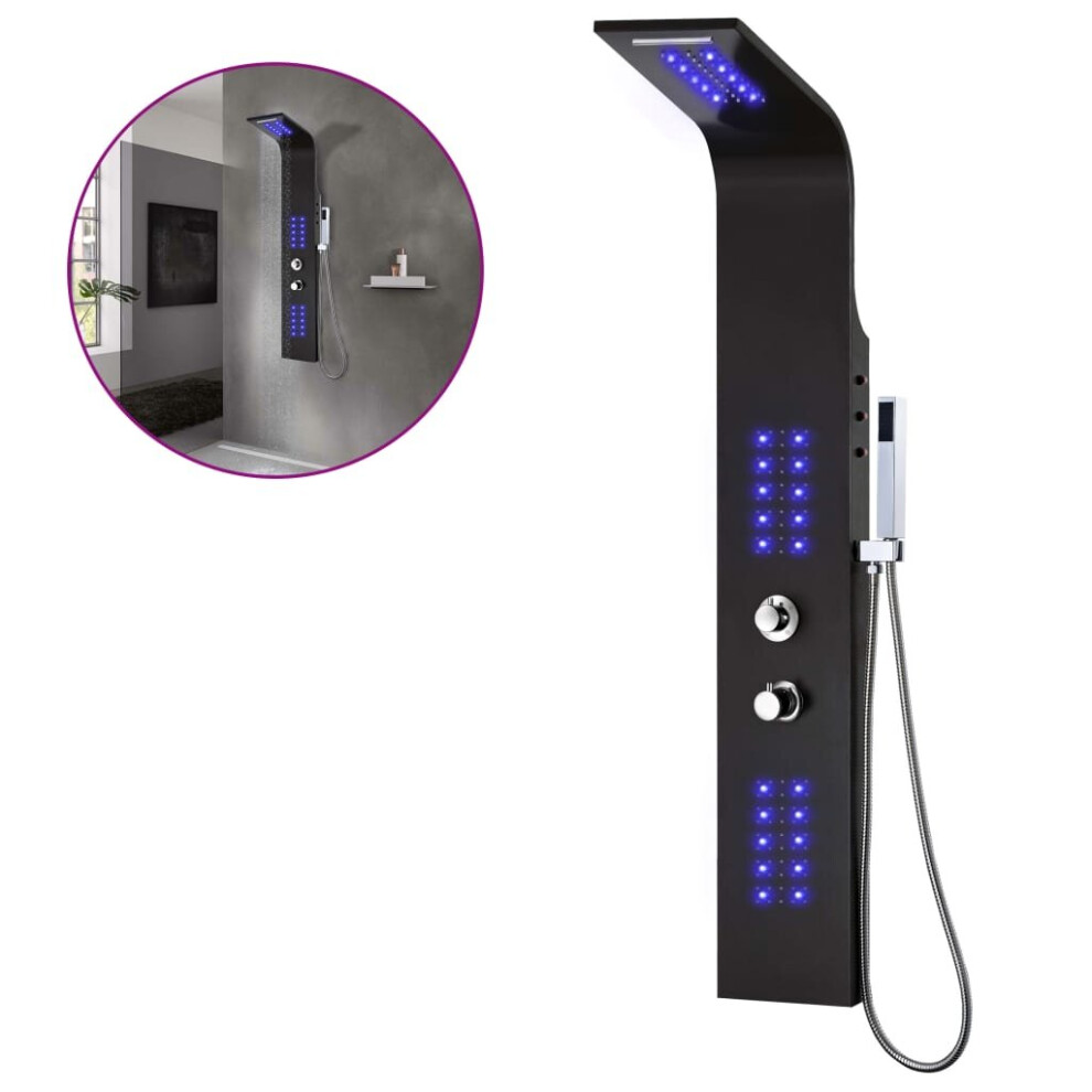 vidaXL Shower Panel Unit Aluminium 20x44x130cm Black Bathroom Tower System-image-OPC-P58RKW2-NEW