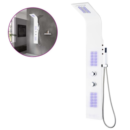 VidaXL vidaXL Shower Panel Unit Aluminium 20x44x130cm White Bathroom Tower System