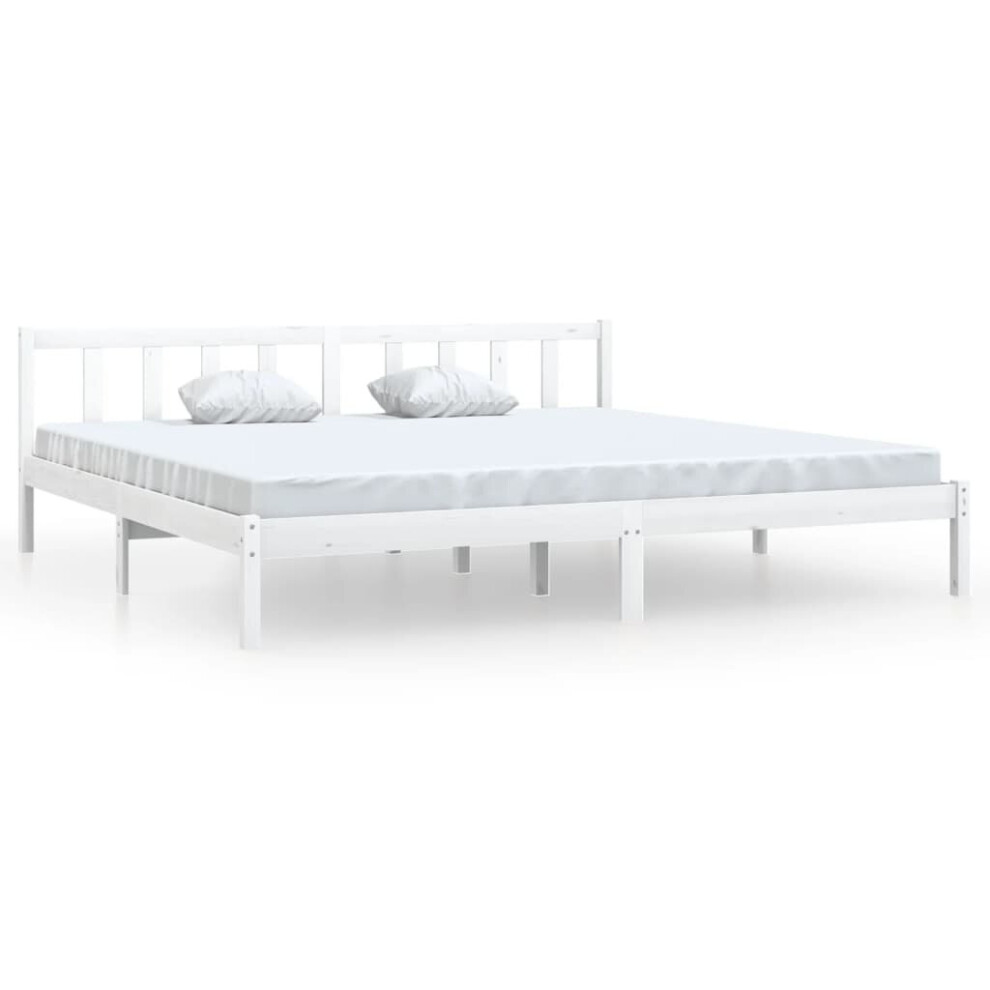 vidaXL Bed Frame Platform Bed White Solid Wood Pine 180x200 cm Super King Size