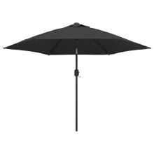 vidaXL Garden Parasol with LED Lights and Steel Pole Shade Umbrella Anthracite