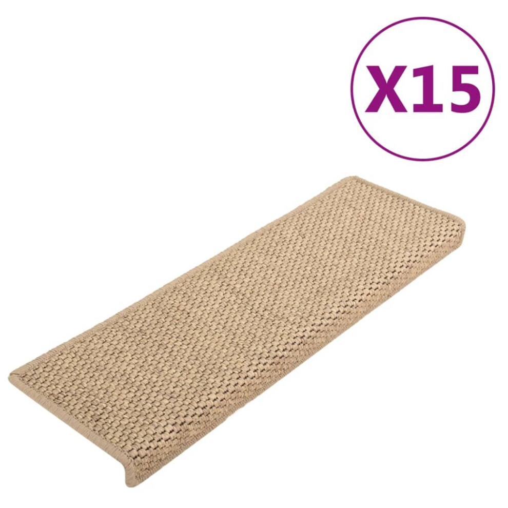 vidaXL Stair Mats Carpet Stair Tread Rug Self-adhesive Sisal-Look 15 pcs Sand