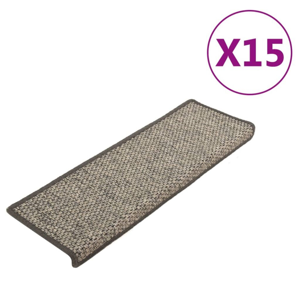 vidaXL Stair Mats Stair Protector Self-adhesive Sisal-Look 15 pcs Grey and Beige