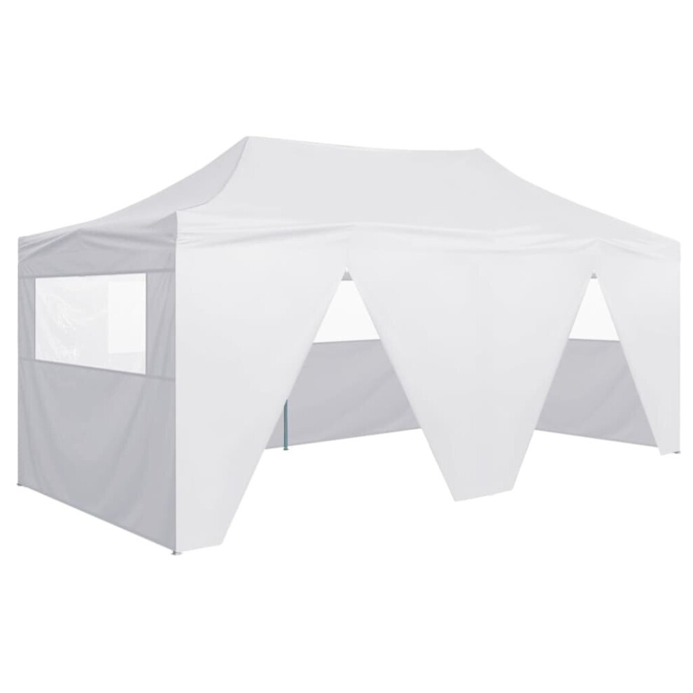 vidaXL Professional Folding Party Tent with 4 Sidewalls 3x6m Steel White Shade