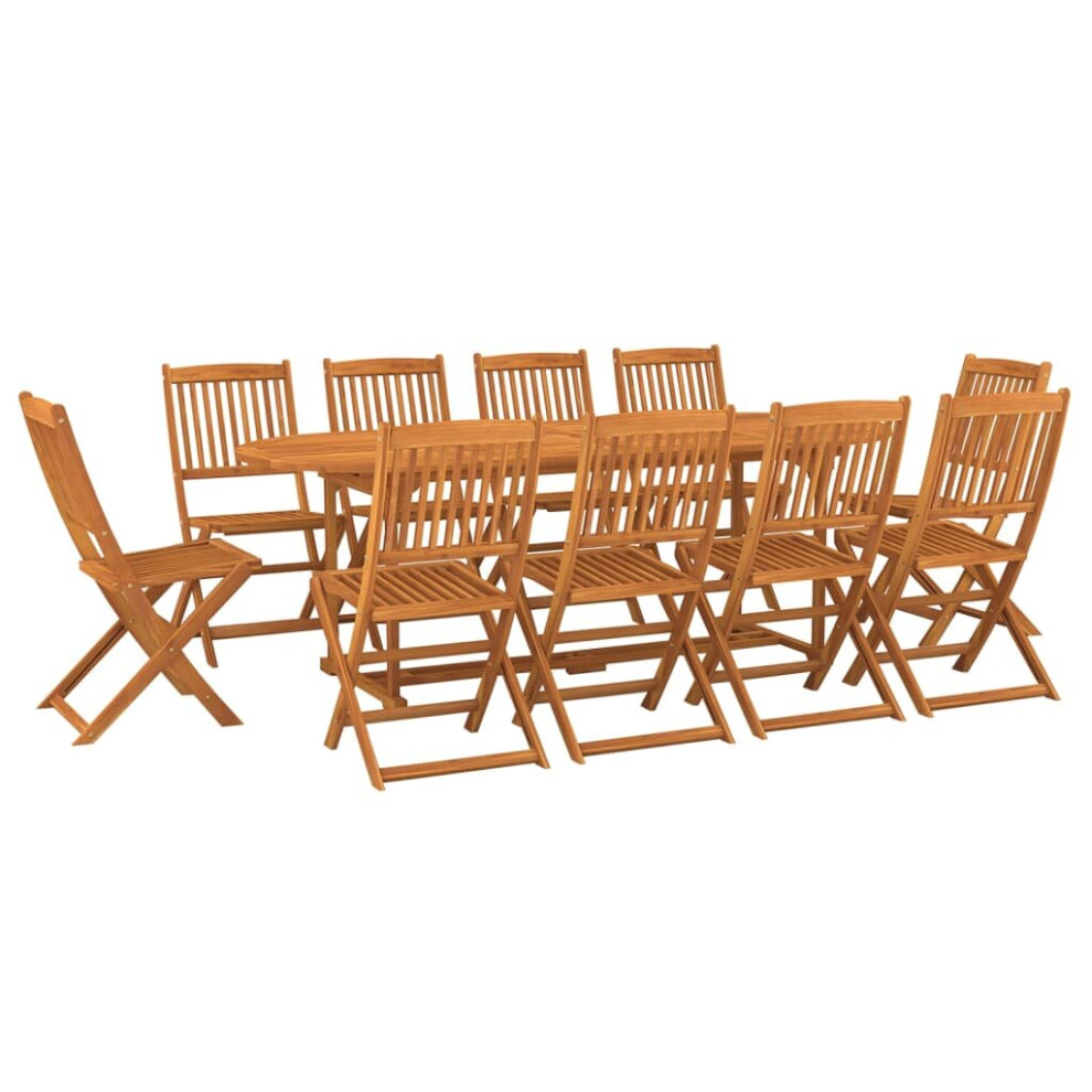 Vidaxl Solid Acacia Wood Garden Dining Set 11 Piece Outdoor Table And Chair