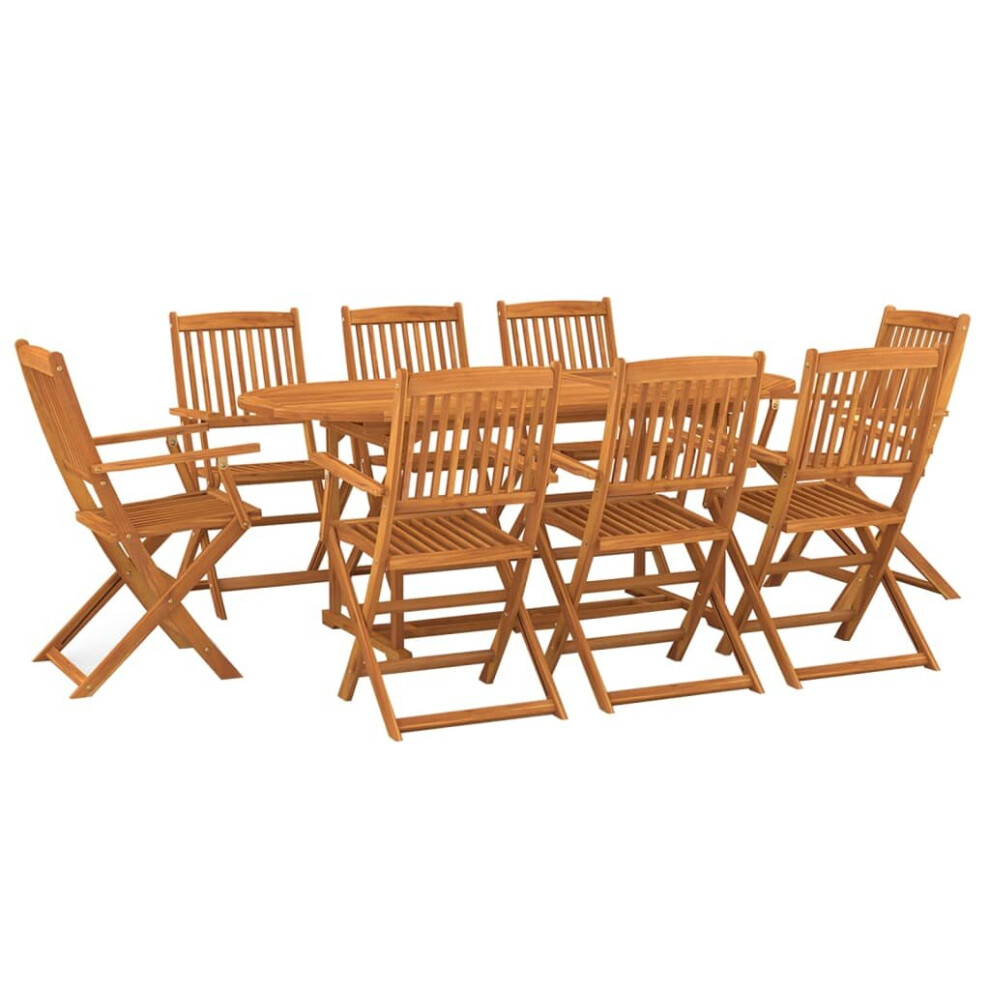 vidaXL Solid Acacia Wood Garden Dining Set 9 Piece Outdoor Table And Chair