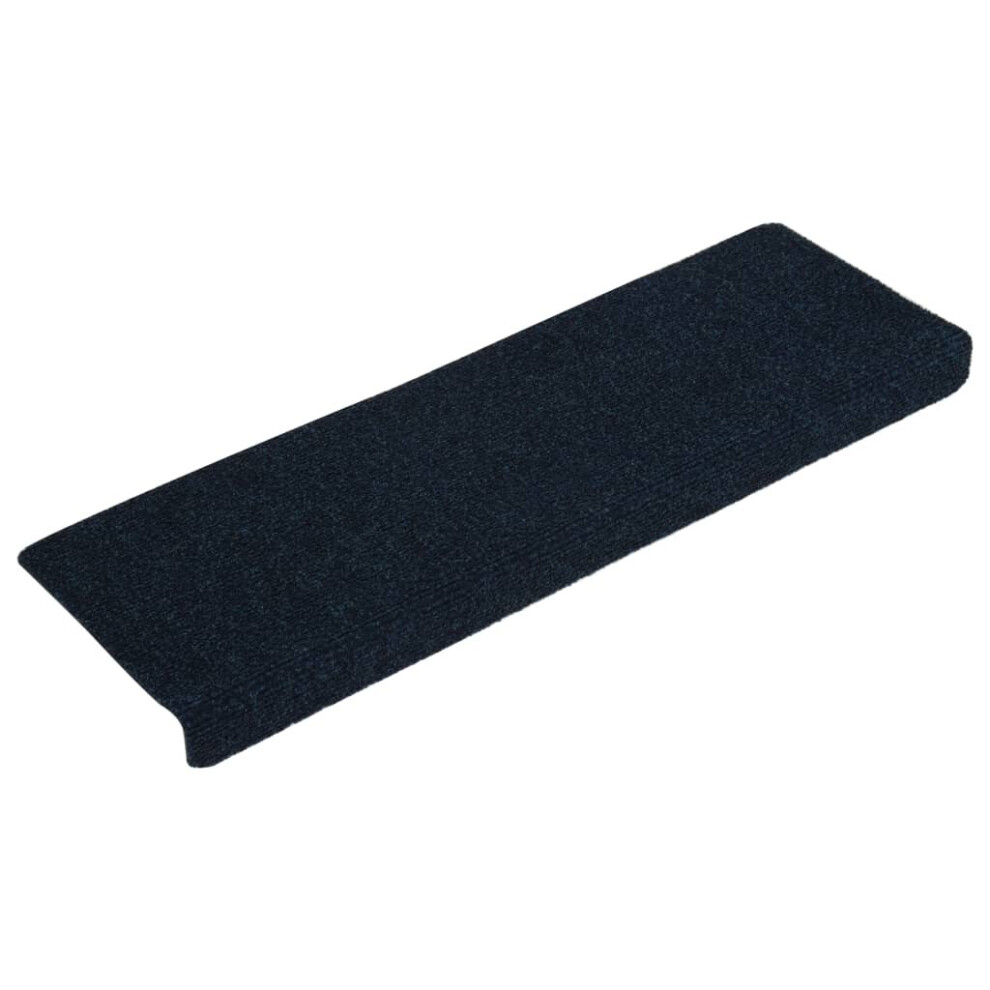Vidaxl Blue Stair Mats Carpet Stair Tread Stair Step Rug 15 Pcs Needle Punch