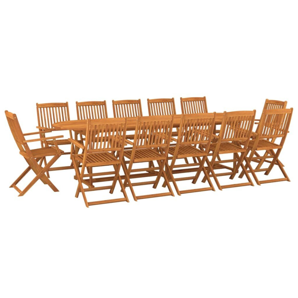 vidaXL Solid Acacia Wood Garden Dining Set 13 Piece Outdoor Table and Chair