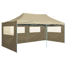 vidaXL Professional Folding Party Tent with 4 Sidewalls 3x6m Cream Steel Camp