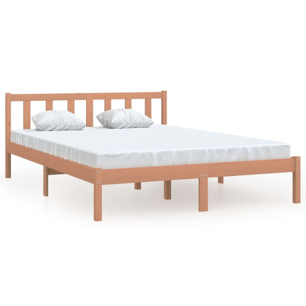 vidaXL Bed Frame Platform Bed Honey Brown Solid Wood Pine 150x200 cm King Size