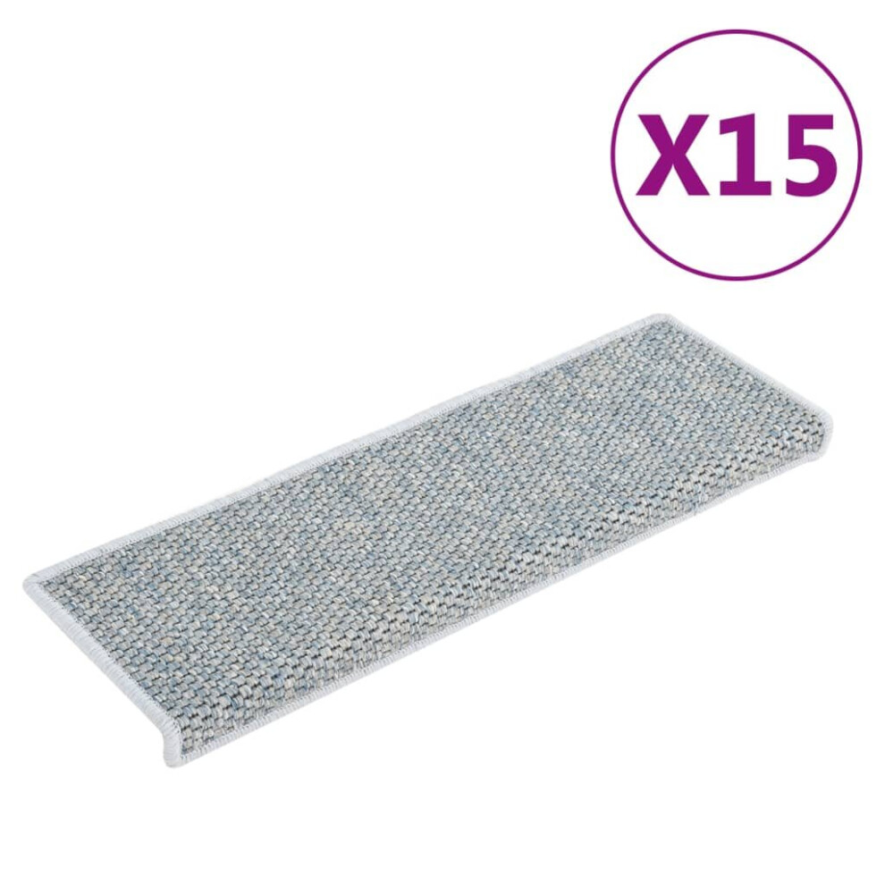 vidaXL Stair Mats Carpet Stair Tread Rug Self-adhesive Sisal-Look 15 pcs Blue