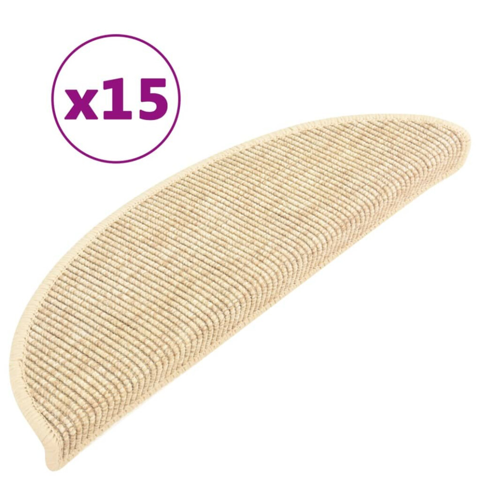 vidaXL Stair Mats Carpet Rug Stair Protector Self-adhesive 15 pcs Light Beige