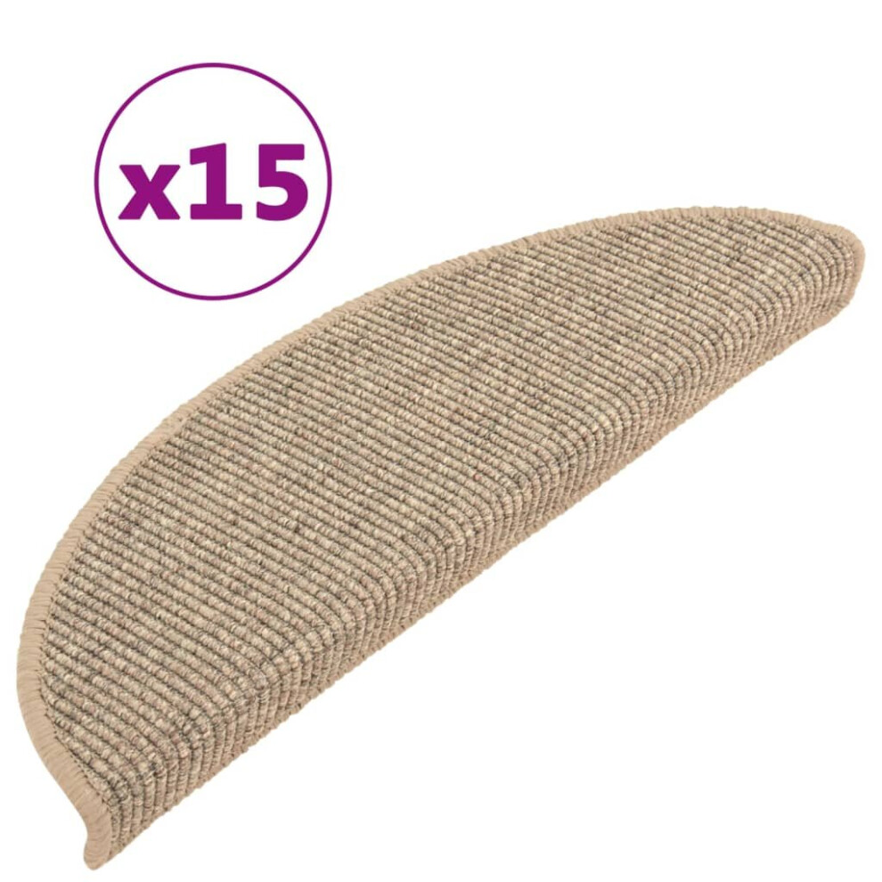 vidaXL Stair Mats Carpet Rug Stair Protector Self-adhesive 15 pcs Dark Beige