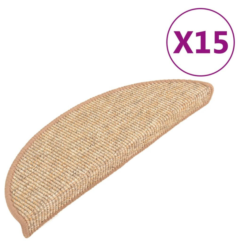 vidaXL Stair Mats Carpet Rug Stair Protector Self-adhesive 15 pcs Light Brown