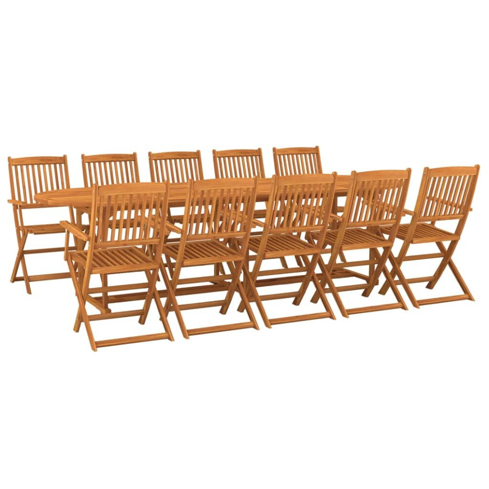 vidaXL Solid Acacia Wood Garden Dining Set 11 Piece Outdoor Table and Chair