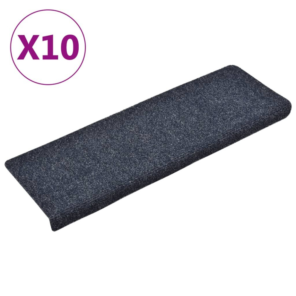 vidaXL Stair Mats Carpet Rug Stair Protector 10 pcs Anthracite Needle Punch