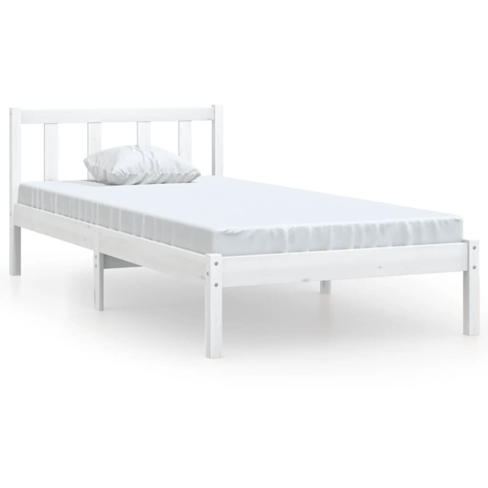 vidaXL Bed Frame Bed Base Platform Bed White Solid Wood Pine 90x190 cm Single