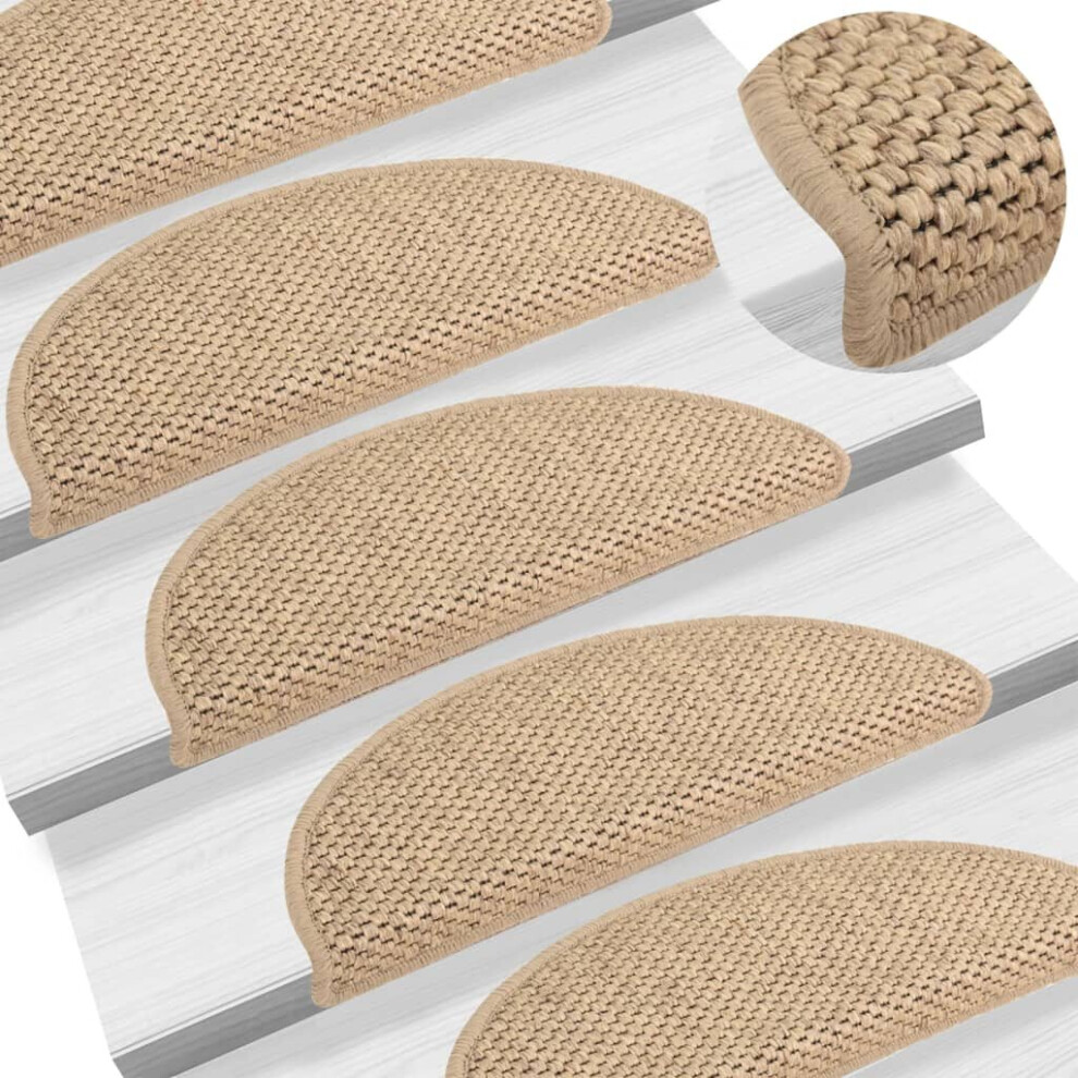 vidaXL Stair Mats Carpet Stair Tread Rug Self-adhesive Sisal-Look 15 pcs Sand