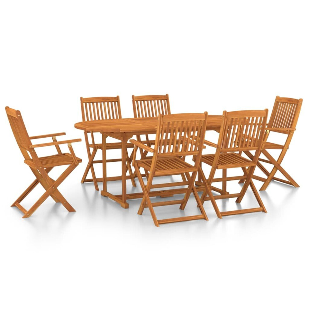 vidaXL Solid Acacia Wood Garden Dining Set 7 Piece Outdoor Table and Chair