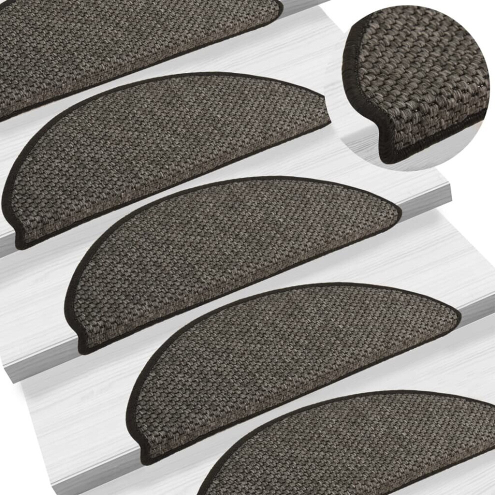 vidaXL Stair Mats Stair Protector Self-adhesive Sisal-Look 15 pcs Anthracite