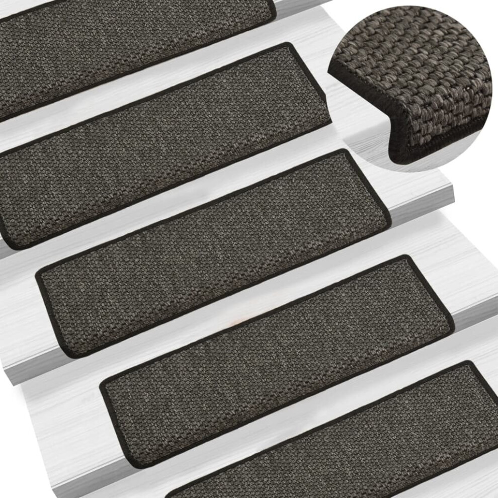 vidaXL Stair Mats Stair Protector Self-adhesive Sisal-Look 15 pcs Anthracite