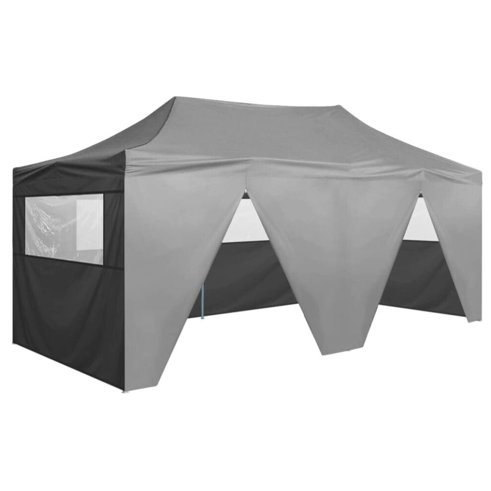 vidaXL Professional Folding Party Tent with 4 Sidewalls 3x6m Anthracite Steel