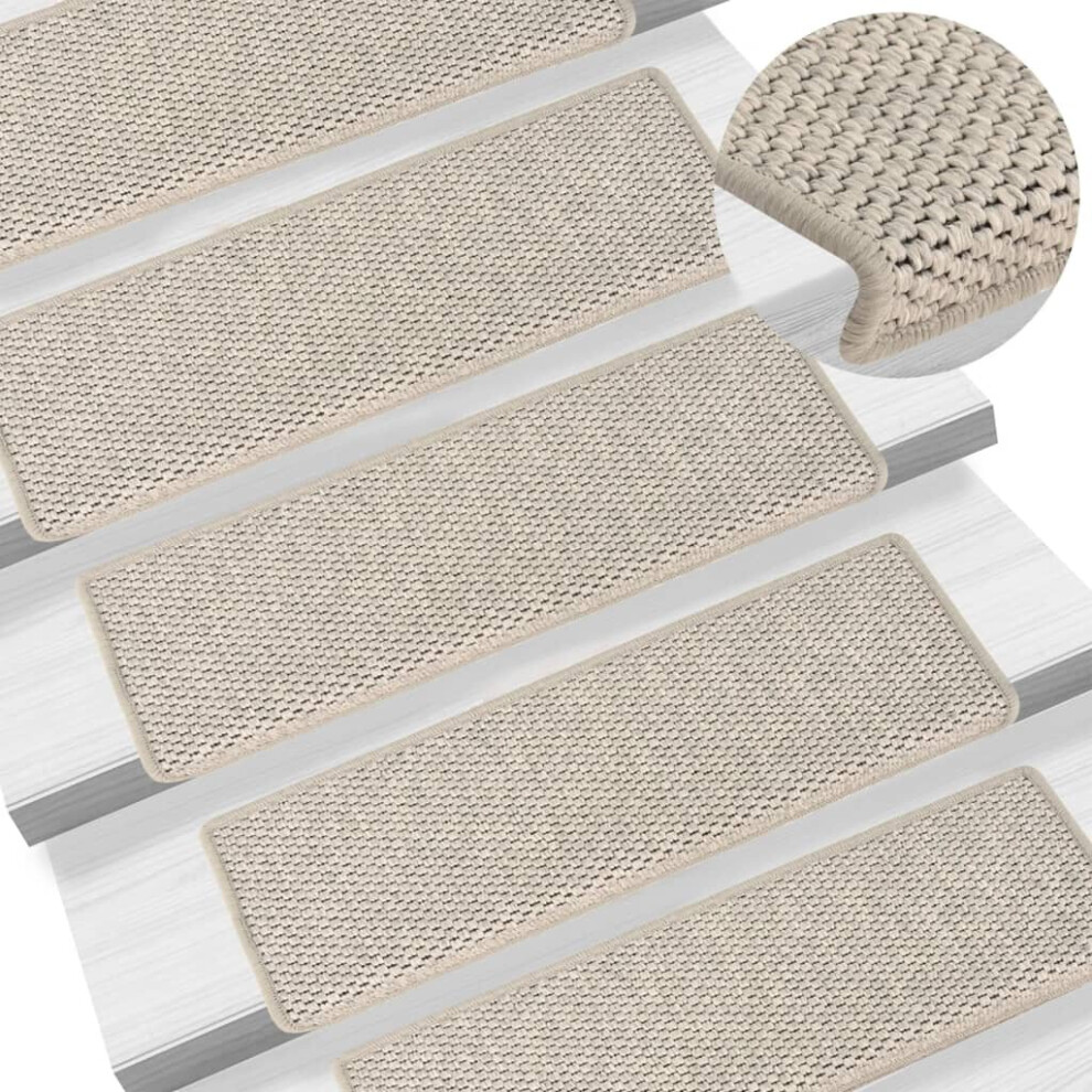 vidaXL Stair Mats Carpet Stair Tread Self-adhesive Sisal-Look 15 pcs Silver