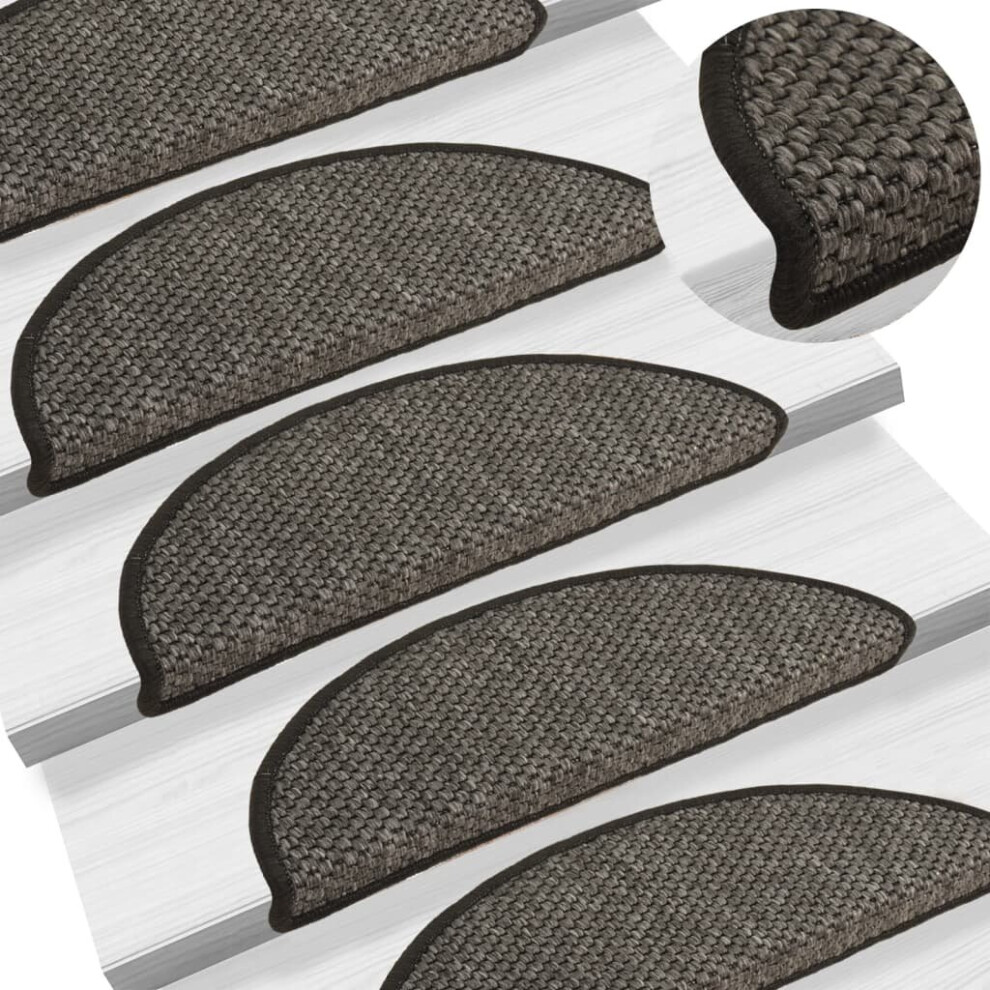 vidaXL Self-adhesive Stair Mats Stair Protector Sisal-Look 15 pcs Anthracite