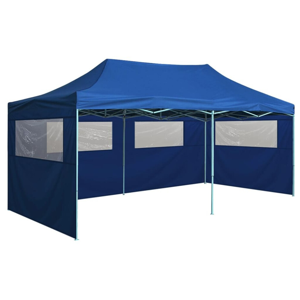 Vidaxl Professional Folding Party Tent With 4 Sidewalls 3X6m Blue Steel Gazebo