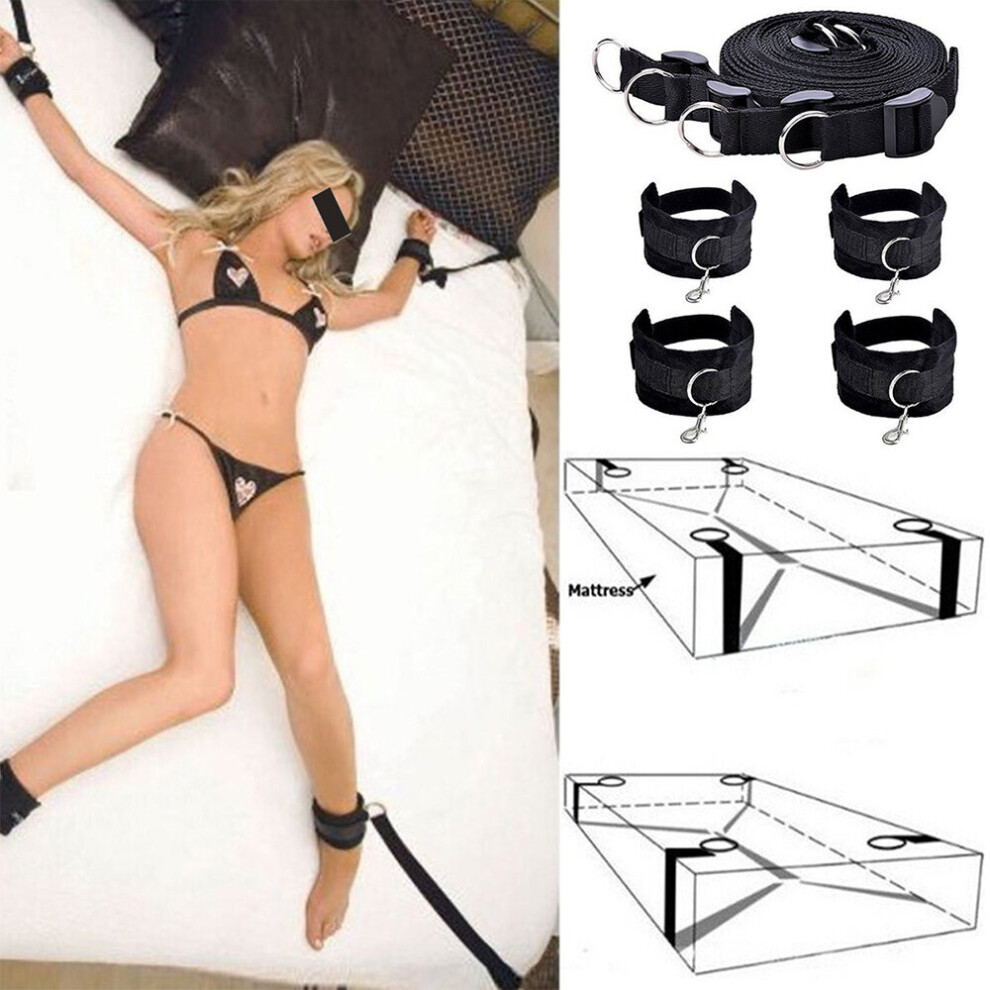 Under Bed Restraint System Bondage Strap Rope Cuffs Adult Kit BDSM Sex Toy