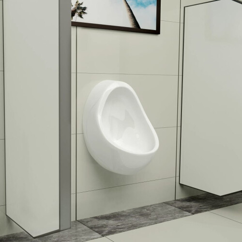 vidaXL Wall Hung Urinal with Flush Valve Ceramic White Wall-mounted Urinal 2