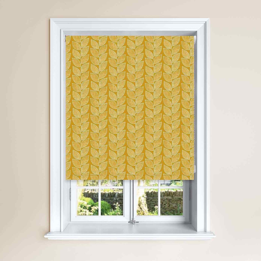 (Saffron, 180 cm Width x 140 cm Drop) Beanstalk Leaf Design Blackout Roller Windows Blinds