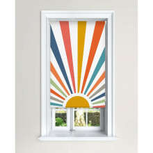 (90 cm Width x 140 cm Drop, Painted Sun) Lister Cartwright Blackout Roller Blinds Windows Child Safety Cut To Size Fitting Included Beautiful Design, Painted Sun
