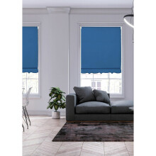 (150 cm Width x 165 cm Drop, Blue) Lister Cartwright Scalloped Roller Blinds Easy Fit Child Safety Cut To Size Fixing Inc